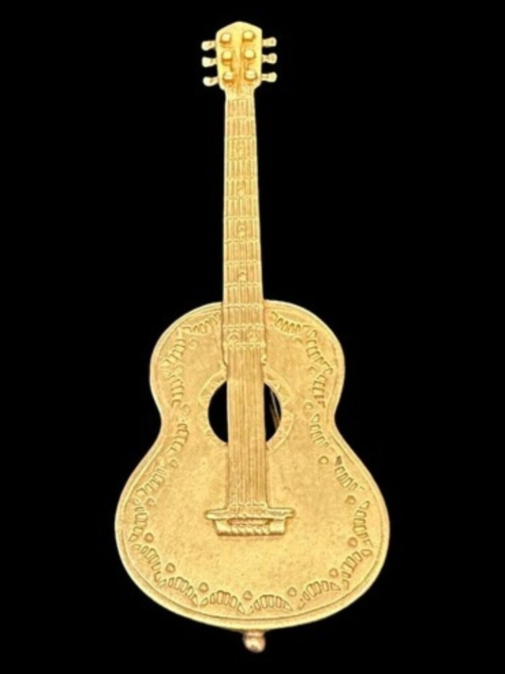 Vintage Guitar Brooch JJ Jonette 1986 Gold Tone Music Rock n Roll Country